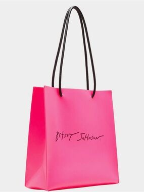 Betsey Johnson Neon Pink Tote with Black Handles